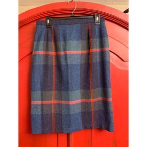 Charyl by Mary Flaherty Sze 12 Angora Lambswool Wool Skirt Plaid Tartan Knee EUC